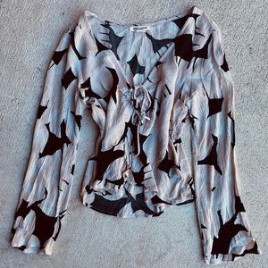 Billabong Shadow is Showing Cream Black Floral Top